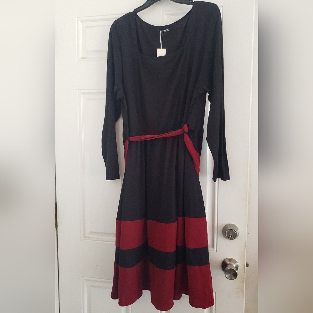 NWT Bloomchic Two Tone Belted Bowknot Square Neck Dress size 2X